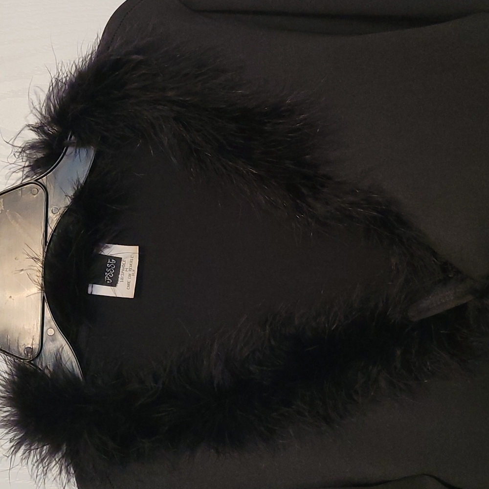 Feathery Neckline Black Sweater. Medium. NWOT